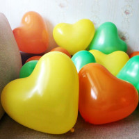 结婚加厚生日派对浪漫气球告白心形气球用品婚房布置装饰批發|黄+绿+桔100个