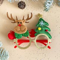 圣诞节新款女可爱可爱头饰搞怪雪人饰品装饰眼镜老人卡通卡通创意|鹿角圣诞树眼镜