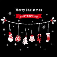 商铺橱窗贴圣诞节圣诞老人门贴圣诞玻璃饰品装饰场景布置贴纸门店|N款SX4305