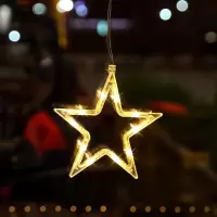 圣诞节挂件吸盘灯玻璃贴圣诞节装饰品店铺场景布置橱窗饰品圣诞树|五角星款[送七号电池]