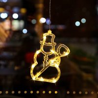 圣诞节挂件吸盘灯玻璃贴圣诞节装饰品店铺场景布置橱窗饰品圣诞树|雪人款[送七号电池]