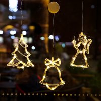 圣诞节挂件吸盘灯玻璃贴圣诞节装饰品店铺场景布置橱窗饰品圣诞树|1号套餐-三款[送七号电池+湿巾]