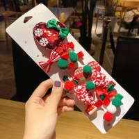 圣诞节小饰品发卡夹子女童韩国公主圣诞树可爱头饰圣诞儿童发饰女|圣诞十件套爱心