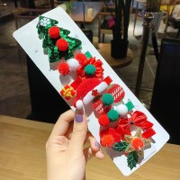 圣诞节小饰品发卡夹子女童韩国公主圣诞树可爱头饰圣诞儿童发饰女|圣诞十件套五角星