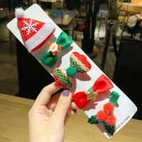 圣诞节小饰品发卡夹子女童韩国公主圣诞树可爱头饰圣诞儿童发饰女|圣诞五件套帽子