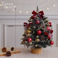 圣诞装饰品圣诞树豪华套餐布置场景桌面橱窗迷你树摆件礼品|红色橡果45cm