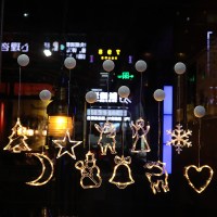 店铺橱窗led吸盘吊灯创意造型圣诞节玻璃挂饰元旦装饰品场景布置|组合10个不同款