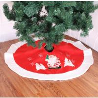 圣诞季店主精选 短毛绒刺绣圣诞树裙 圣诞节装饰品圣诞树底座围裙|90cm红底白边刺绣老人