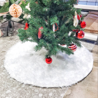圣诞季店主精选 短毛绒刺绣圣诞树裙 圣诞节装饰品圣诞树底座围裙|78cm纯白色长毛树裙