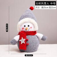 雪人娃娃商场橱窗装饰品圣诞场景布置圣诞节老人公仔堆头摆件|北欧风灰色中号雪人