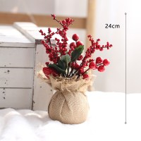 插枝家具桌面摆件柜台摆件浆果麻布春节圣诞节喜庆装饰品田园风|C款
