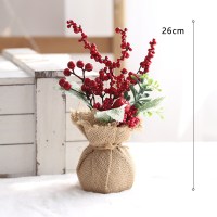 插枝家具桌面摆件柜台摆件浆果麻布春节圣诞节喜庆装饰品田园风|D款