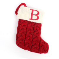 毛线袜出口压岁钱袋过年用品挂饰装袜子立体红包装饰压岁钱小|[B字母图案]毛线袜挂饰袋
