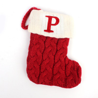 毛线袜出口压岁钱袋过年用品挂饰装袜子立体红包装饰压岁钱小|[P字母图案]毛线袜挂饰袋