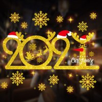 圣诞节静电贴橱窗装饰品贴图玻璃贴纸雪人老人圣诞树雪花|HYS-305