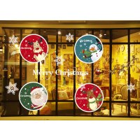 圣诞节静电贴橱窗装饰品贴图玻璃贴纸雪人老人圣诞树雪花|KC-E静电贴