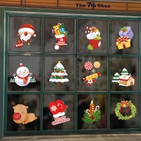 圣诞节静电贴橱窗装饰品贴图玻璃贴纸雪人老人圣诞树雪花|hyc-56静电贴