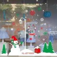 圣诞节静电贴橱窗装饰品贴图玻璃贴纸雪人老人圣诞树雪花|HL009静电贴