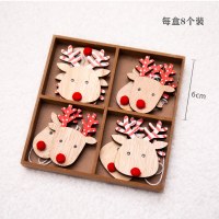 圣诞节装饰品雪花圣诞树装饰挂件饰圣诞树diy材料铃铛木质小饰品|鹿头四宫格