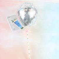 派对甜品台气球装饰生日蛋糕装饰摆件插旗亮纸片网红气球蛋糕插|圆形银色 20个(送小号打气筒)