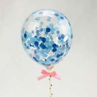 派对甜品台气球装饰生日蛋糕装饰摆件插旗亮纸片网红气球蛋糕插|圆形蓝色 1个