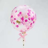 派对甜品台气球装饰生日蛋糕装饰摆件插旗亮纸片网红气球蛋糕插|圆形粉色 1个