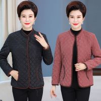 妈妈装秋冬季新款时尚短款轻薄小棉衣中老年女装大码外套小棉袄女