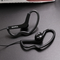 挂耳式耳机运动跑步重低音入耳安卓手机有线线控带麦耳机|黑色《无麦版》