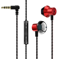 有线入耳式耳机k歌吃鸡游戏手机电脑pec高音质耳塞|F16激情红高配版[3.5MM圆头]