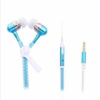 夜光耳机耳麦入耳式线控拉链式手机通话电脑重低音|蓝色 标配+指环扣+收纳盒