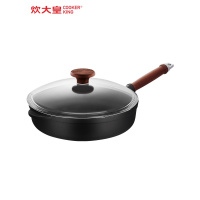【优选】炊大皇平底锅不粘锅煎锅等离子炒锅家用煎饼锅电磁炉燃气灶通用 高科技等离子煎锅28CM