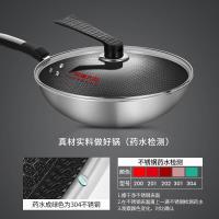 [优选]炊大皇炒锅不沾锅304不锈钢炒菜锅具无涂层不粘平底大勺电磁炉炒锅通用