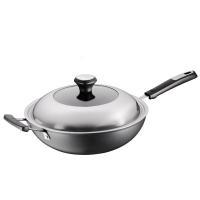 [优选]爱仕达32cm不粘锅家用不粘少烟炒菜锅电磁炉燃气通用炒锅煎炒锅大