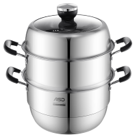 [优选]爱仕达海鲜气蒸锅家用304不锈钢三层30cm大容量加厚蒸笼大号笼屉 30cm