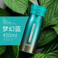 [优选]苏泊尔极光保温杯真空大容量男女士便携不锈钢真空直身车载水杯 蓝色