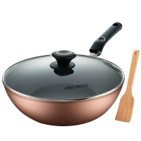 [优选]爱仕达炒锅不粘锅 30/32/34cm易洁少油烟加厚复底锅具 燃气电磁炉通用不沾平底炒菜锅煎锅 30CM