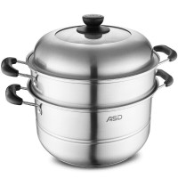 [优选]爱仕达 蒸锅 28cm 不锈钢复底三层蒸锅食品级不锈钢WG1528NL明火电磁炉通用蒸馒头蒸海鲜