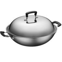 【优选】爱仕达大容量40cm不易锈老铁锅双耳爆炒铸铁炒锅老式灶台用炒菜锅