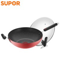 苏泊尔(SUPOR)火红点不粘炒锅 麦饭石色家用烹饪煎炒菜锅明火燃气煤气灶电磁炉通用平底锅 32CM