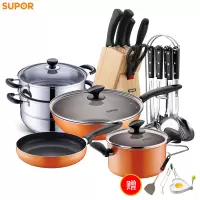 苏泊尔(SUPOR)10件套 炒锅不粘锅铁锅 铲勺套装 刀具套装煤气灶通用 不粘套装17件套