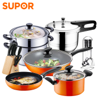苏泊尔(SUPOR)10件套 炒锅不粘锅铁锅 铲勺套装 刀具套装煤气灶通用 居家不粘十六件套