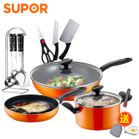 苏泊尔(SUPOR)套装锅不粘套装锅三件套炒锅 煎锅 汤锅煤气灶专用 不粘燃气专用11件套