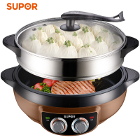【精选】苏泊尔（SUPOR）多用途锅电蒸锅多功能家用6L电火锅34cm直径电煮锅电热锅煎烤机JJ34D802-180