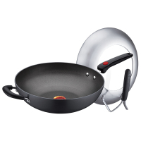 【精选】苏泊尔supor 火红点2代不粘无油烟炒锅32cm明火专用可立盖炒菜锅PC32R7