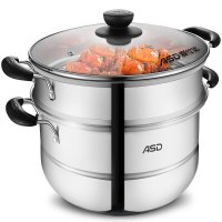 [精选]爱仕达 蒸锅蒸笼 不锈钢蒸馒头二层锅 大号蒸屉家用双层 电磁炉蒸锅燃气通用 QVL1526(WG)