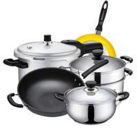 【精选】苏泊尔（SUPOR） 锅具套装五件套炒锅套锅烹饪锅具炒菜锅蒸锅汤锅煎锅压力锅组合（多包装）