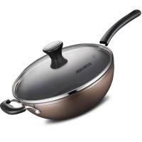 [精选]爱仕达炒锅不粘锅34cm少油烟家用电磁炉燃气通用平底炒菜锅