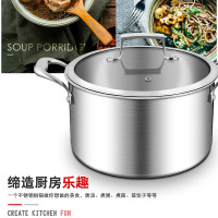 [新品]德国康巴赫304不锈钢汤锅奶锅双耳煲汤炖锅煮面锅可视锅盖24cm电磁炉明火通用 24cm双耳汤锅