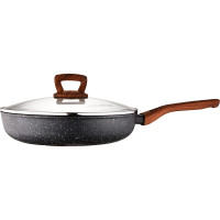 26CM 煎锅 爱仕达麦饭石色炒锅晶石系列少油烟不粘锅电磁炉燃气灶通用锅具