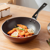 酒红色 28CM 爱仕达炒锅不粘锅带木铲 家用控油少烟小炒菜锅煎锅 厨房燃气电磁炉通用